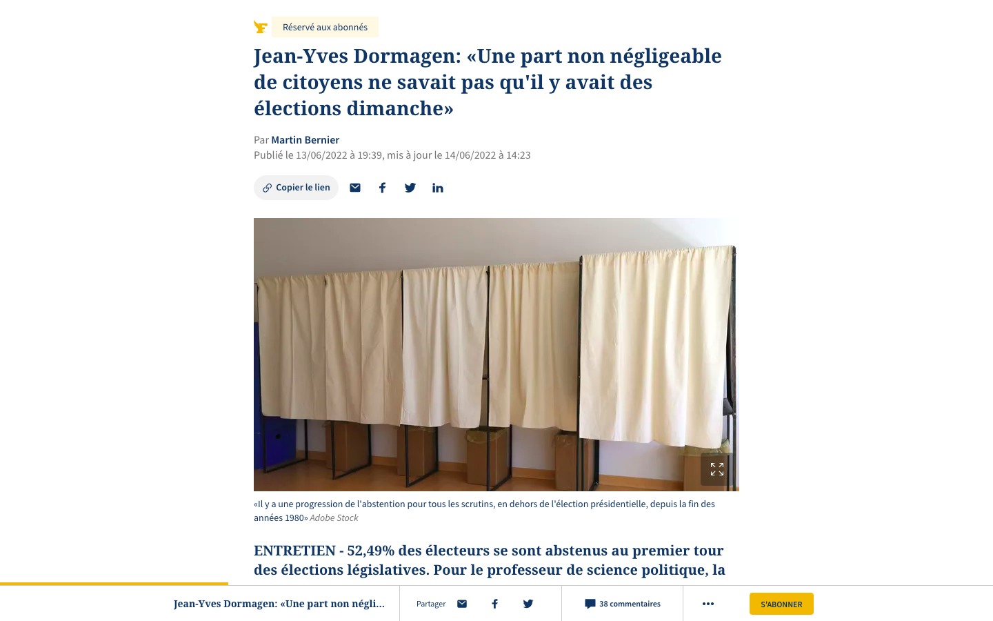 Le Figaro - Jean-Yves Dormagen: «Une part non négligeable de citoyens ne savait pas qu'il y avait des élections dimanche»