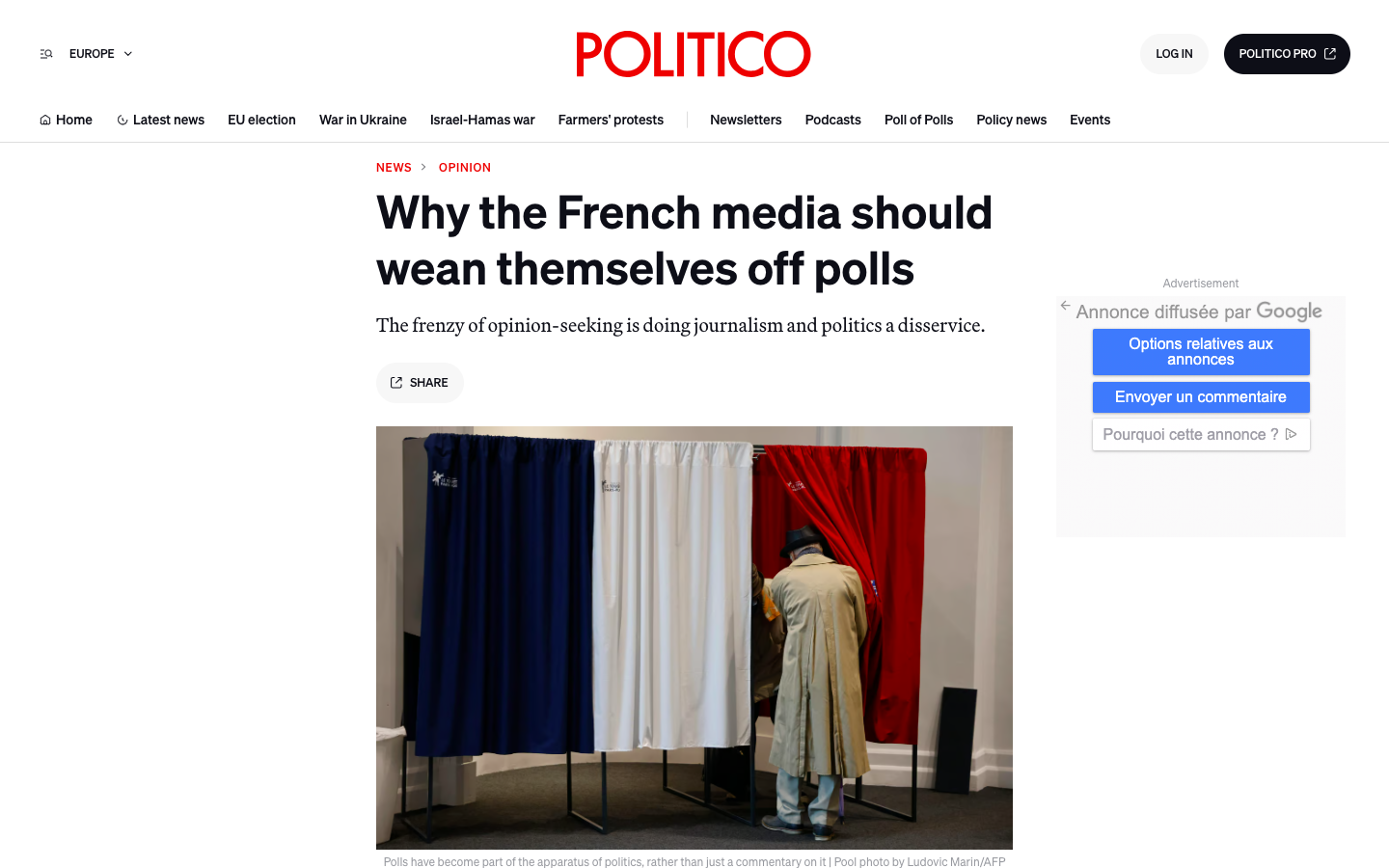 Politico - Why the French media should wean themselves off polls